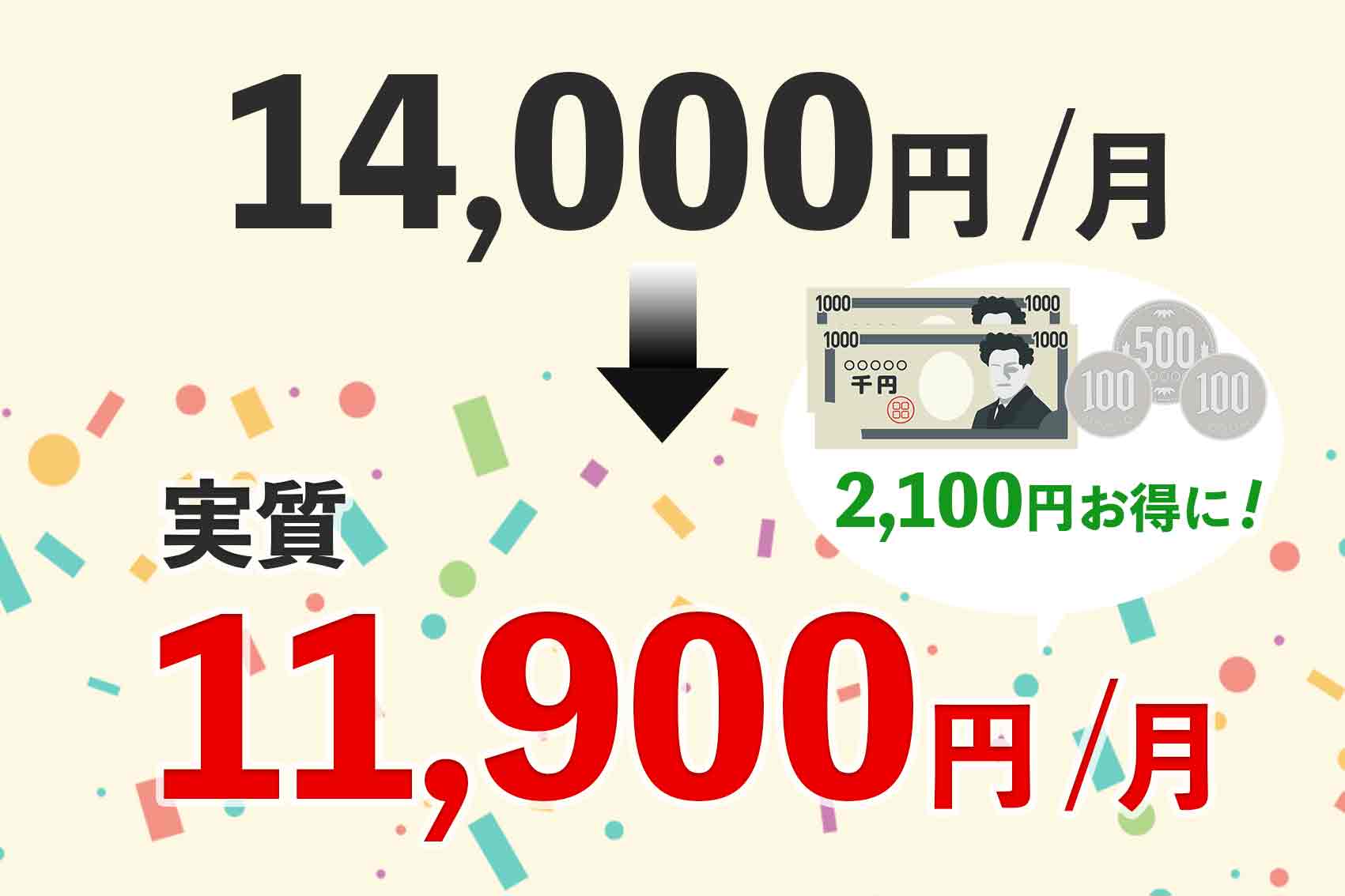 月2100円お得になる説明画像